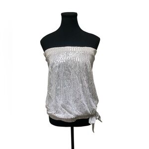 Grace Karin Silver Sequin Strapless Blouse NWT M